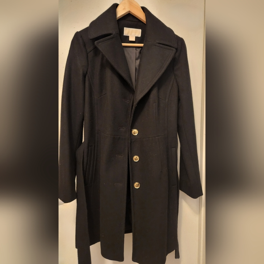 MICHAEL Michael Kors Belted Coat- Size M Black